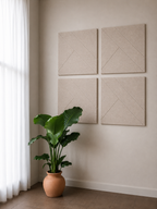 Facet PET felt acoustic wall panels arranged as a geometric feature wall for modern interiors.